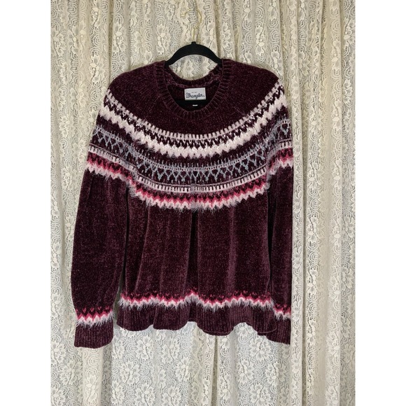 Wrangler Womens LARGE Sweater‎ Purple Abstract Print Super Soft - Picture 1 of 6